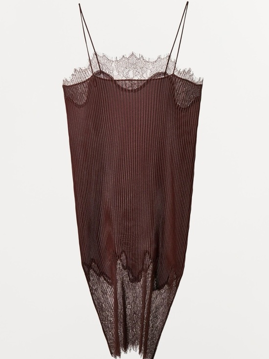 Zara Other - Zara Brown Lace-Trim Slip Dress